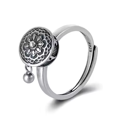Retro Traditional Anxiety Relief Ring Adjustable Fidget Jewelry Women Gift Rotate Freely Anti Stress
