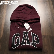 Jaket Sweater Hoodie GAP Abu Teks Full Bordir Untuk Pria Dan Wanita Bahan Fleece Tebal
