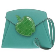 全新愛馬仕 Tutti Frutti 23 Vota Delact 鱷魚皮藍孔雀銀色五金 X 印記 (2016) 手拿包/小包 1748 [二手] 愛馬仕