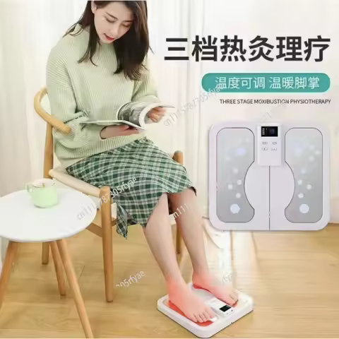 Electric Foot Leg Massage Machine EMS Foot Pad Heating Pulse Meridian Vibration Massager Smart Foot 
