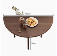 KF - 實木簡約餐桌【胡桃色100長【半圓桌】】#S246022488