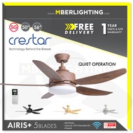 CRESTAR Airis+ DC Ceiling Fan 50/56"  with Optional Dimmable 25W LED &amp; LCD Remote Control