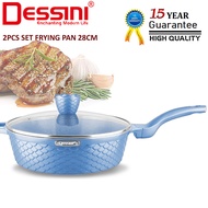 DESSINI ITALY GGFFP-28 Frying Pan Granite Die Cast Aluminium Non Stick Casserole Pot Bowl Cookware T