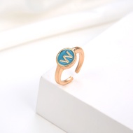 Agate 20J Cincin Titanium Anak Anak Emas Perempuan Laki Laki Insial Kupu Gambar Love Anti Karat Keci