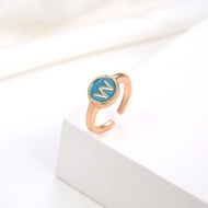 Agate 20J Cincin Titanium Anak Anak Emas Perempuan Laki Laki Insial Kupu Gambar Love Anti Karat Kecil Silver Asli Lucu Kecil Cowok Bayi Karakter