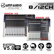 AmpAudio Power mixer 8/12 Channel  built-in amplifier with Bluetooth professional mixer KTV effect p