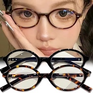 Y2K Fashion Small Oval Frame Leopard Print Glasses Eye Protection Spectacles Eyewear Sweet Cool Vint