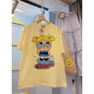💜 Cute เสื้อยืดOversize(FLOWER)พาวเวอร์พัฟผมเหลือง Women T-shirt