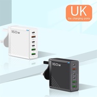 160W Multi Ports USB Type C Charger Fast Charging Phone Charger Adapter UK Plug USB Wall Charger