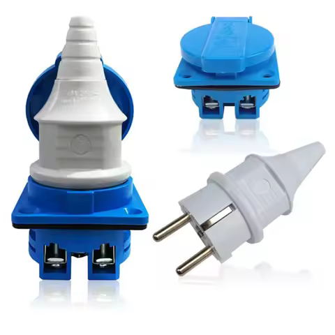 16A 220V CE Cover Waterproof Dustproof Power Connector AC Socket Industrial Waterproof EU Socket Cop