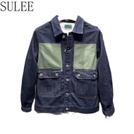 SULEE Mens Denim Jacket Fashion Patchwork Denim Jacket Retro Loose Casual Cargo Denim Top Clothes Me