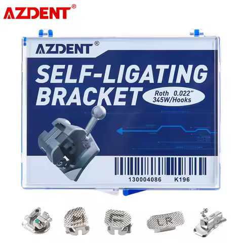 AZDENT 28pcs /kit Dental Orthodontic Metal Self-Ligating Brackets Braces Roth/MBT 345 Hooks with Buc