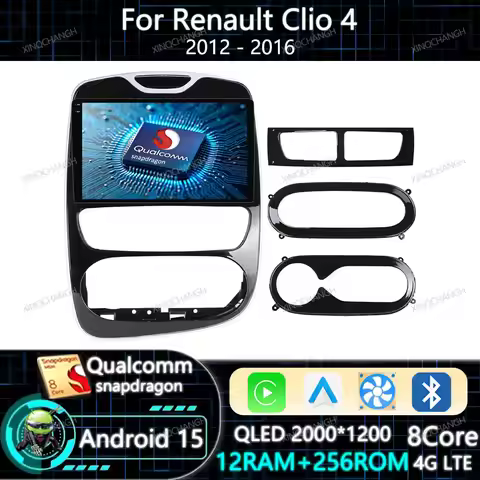 Android 15 Car Radio Carplay Auto For Renault Clio 4 BH98 KH98 2012 - 2016 Qualcomm GPS Navigation 4