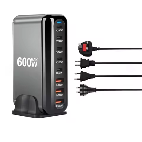 600W USB C Charger,8-Port PD 140W USB C Charging Station GaN III Fast Charging