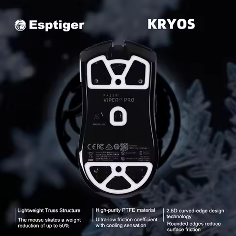 1 Pack Original Esptiger Kryos Ultra-light Perforated ICE Arc Mouse Skates Feet Glides For G Pro X V