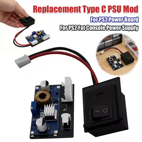 Replacement Type C PSU Mod for PS2 Fat Console Power Board Power Supply Board Supports PD 3.0 Retro 