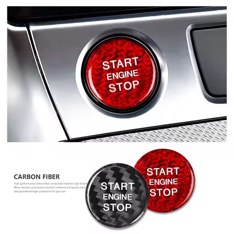 Carbon Fiber Car Styling Interior Engine Start Stop Button Cover Sticker For Audi A4 A3 A6 C8 A5 Q5 