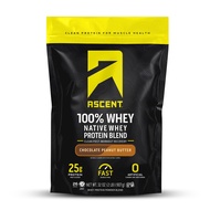Ascent 100% Whey Protein Powder - Post Workout Whey Protein Isolate, Zero Artificial Flavors & Sweet
