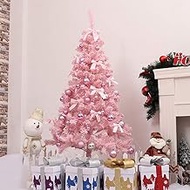 6Ft Artifical Christmas Tree With Decorations Flowers Glitter Ornaments Christmas Metal Legs For Holiday Decoration Wedding -pink 6Ft(180cm) The New
