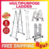 8 Step 2.5m Multipurpose Ladder Step Ladder Foldable Ladder Tangga Lipat Tangga Aluminium Tangga