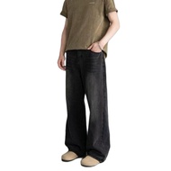 Jies Unisex Loose Fits Wide leg Hight Waist Jeans - Grey 宽松阔腿高腰牛仔裤 D714