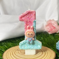 Labubu 0-9 Happy Birthday Number Candle Shining High Quality Number Candle Birthday Day Candle Cake 