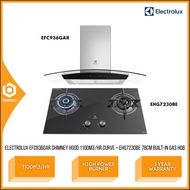 [PACKAGE] Electrolux EFC936GAR 90cm Designer Chimney Hood 1100-1300m3/hr ECT9520G + EHG7230BE 78cm G