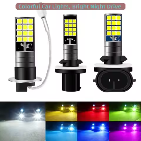 Multicolor H1 H3 H27 881 Fog Lights Bulb 3030 24SMD 2400LM Yellow Pink Green Blue Car Driving Runnin