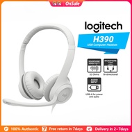 Logitech H390 USB Headset Rotating Noise Canceling Mic Digital Stereo Sound Wired On Ear Headphone
