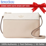 Kate Spade Handbag In Gift Box Crossbody Bag Leila Pebbled Leather Trip Light Sand Off White Beige # WKR00423