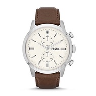 Fossil Men s FS4865 Townsman Stainless Steel Watch with Brown Leather Band