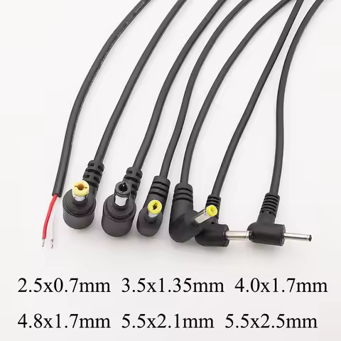 1/2/5Pcs Right Angle DC Power Cable 2.5x0.7mm 3.5x1.35mm 4.0x1.7mm 4.8x1.7mm 5.5x2.1mm 5.5x2.5mm Plu