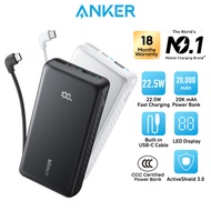 Anker Zolo CCC Power Bank 20000mAh 22.5W Fast Charging Portable 3C Power Bank USB C Built-in Cable A