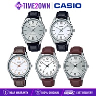 Casio MTP-V005L Series Fashion Quartz Analog Silver Case Leather Band Men Watch Jam Lelaki