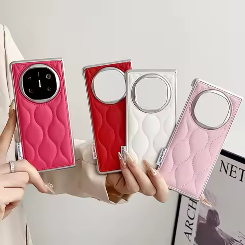 Wavy Pattern Down Jacket Leather Phone Case For Huawei Mate X7 X6 Mate X5 mate x3 Hard Camera Protec