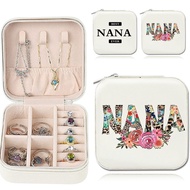 Nana Printing Mini Square Jewelry Box - Women's PU Leather Storage Case with Zipper - Jewels Storage