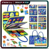 Toddler Learning Busy Board – Montessori Sensory Toy & Travel Activity Book for 2-4 Year Old Boys & 