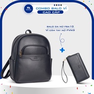 Combo Balo cỡ trung và ví cầm tay cao cấp nữ FBA10 và FVN09