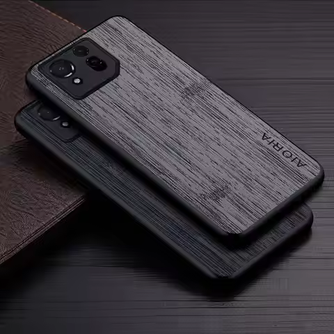 Case for Asus ROG Phone 8 Pro 5G funda bamboo wood pattern Leather phone cover Luxury coque for Asus
