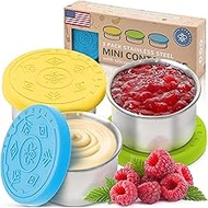 Everusely Condiment Cups - 3 Pack, 1.7 oz / 50 ml, Summer, Stainless Steel - Condiment Containers wi