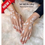 Stiker Instant Inai Putih Corak Design Simple Untuk Pengantin Tunang Nikah White Henna Waterproof Ta