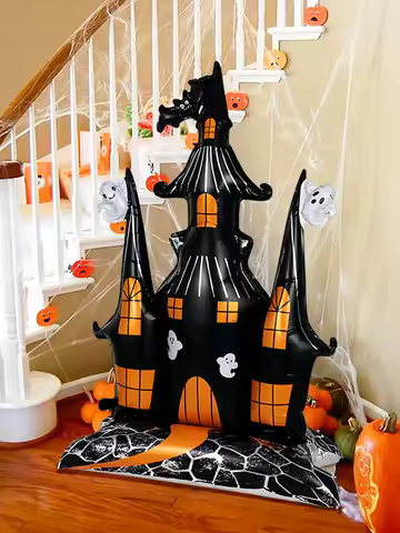 1pcs Halloween 58-inch Super-large Haunted House Castle Standing Aluminum Foil Balloon Horror Hallow