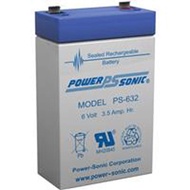 Power-Sonic PS-632 6Volt 3.5Ah Rechargeable SLA Battery