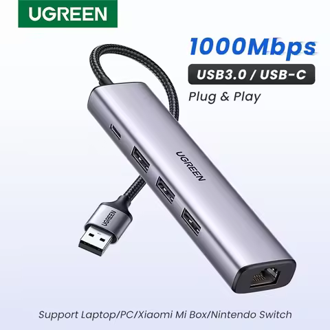 UGREEN USB Ethernet Adapter 1000/100Mbps USB3.0 HUB RJ45 Lan for Laptop PC Xiaomi Mi Box Macbook Win