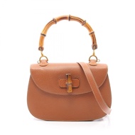 【二手】Gucci GUCCI 竹節雙肩包 000･1951･0633ブラウン皮革竹節雙肩包 女士二手 A