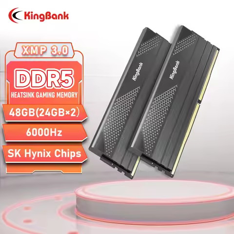 KingBank 24Gx2 6000MHz DDR5 Black Computer Memory CL28 Hynix M Die High-Speed Dual Channel RAM for E