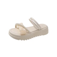 Stylish Summer Slip-Ons | Two-Way Wearing Pearl Detail Thick Sole Sandals AJ2