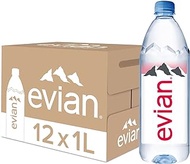 Evian Natural Mineral Water, 1L Case, (Pack of 12)