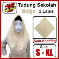 Tudung Sekolah DUA LAPIS BEIGE Koshibo/Tudung MRSM/Tudung Sekolah Pengawas Koshibo Licin(READY STOCK