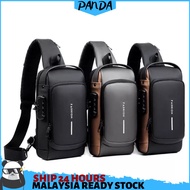 B156 PandaShop Men Anti-theft Lock Sling Bag Fashion Chest Pack Waterproof USB Crossbody Bag